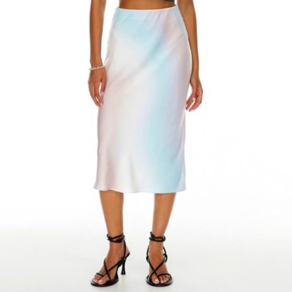 Aritzia Pastel Iridescent Slip Midi Skirt